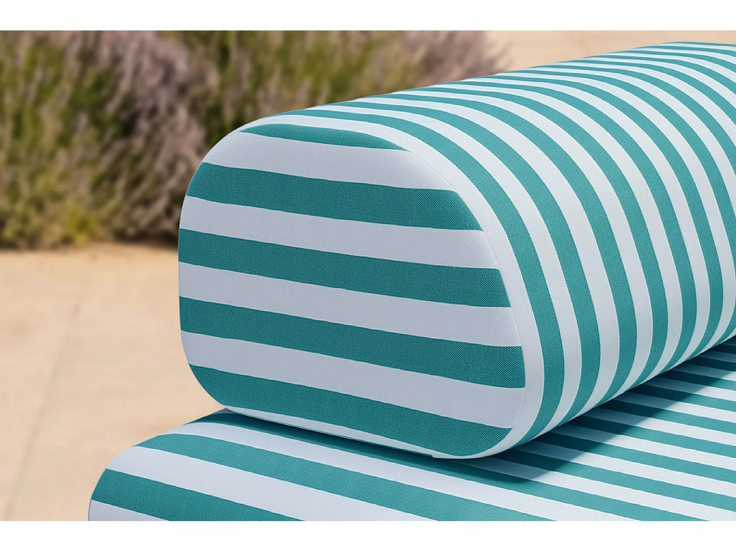 Méridienne modulable - Tissu extérieur à rayures, blanc et bleu turquoise