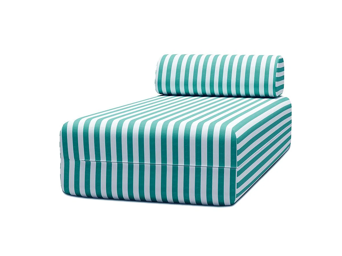Méridienne modulable - Tissu extérieur à rayures, blanc et bleu turquoise
