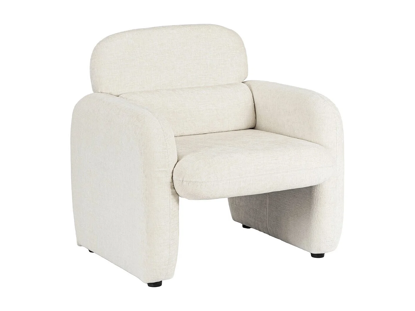 Fauteuil lounge en tissu chiné "Cozmo" - 78 x 79 x 77 cm - Crème