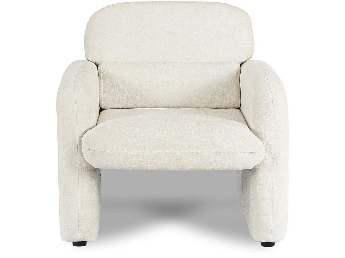 Fauteuil lounge en tissu chiné "Cozmo" - 78 x 79 x 77 cm - Crème
