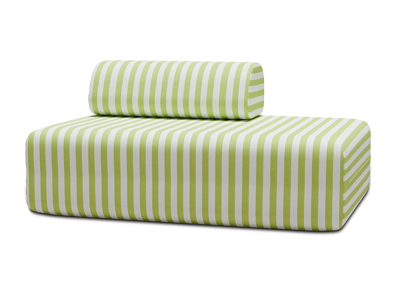 Canapé 2 places modulable - Tissu extérieur à rayures, blanc et vert anis