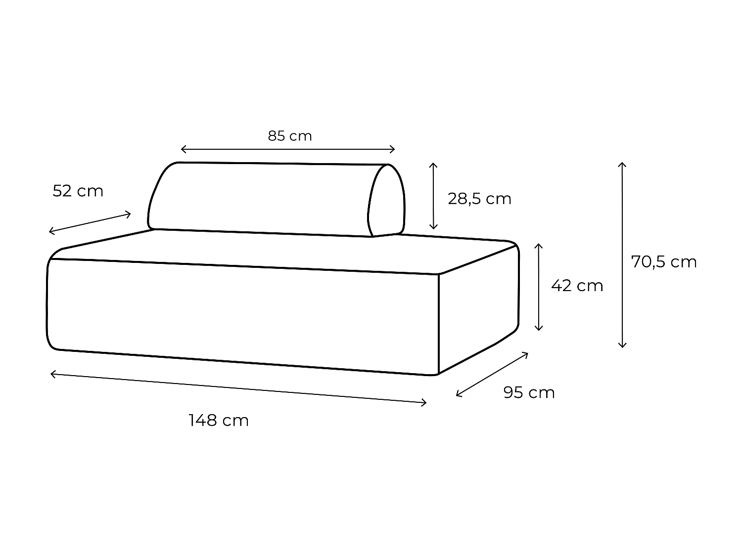Canapé 2 places modulable - Tissu extérieur à rayures, blanc et vert anis