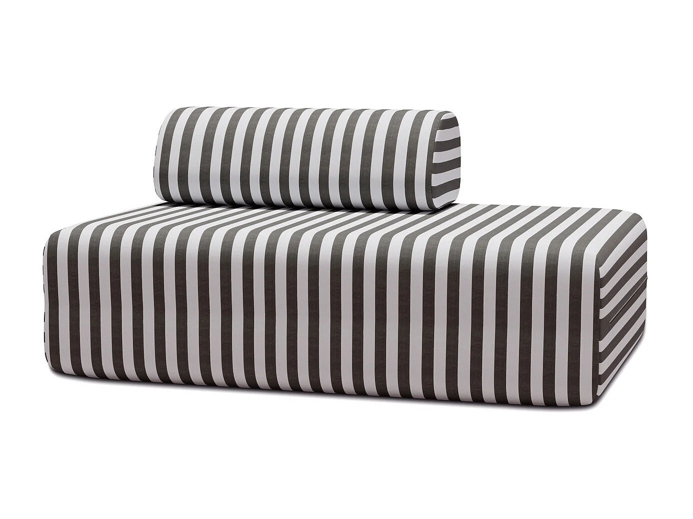 Canapé 2 places modulable - Tissu extérieur à rayures, blanc et gris anthracite