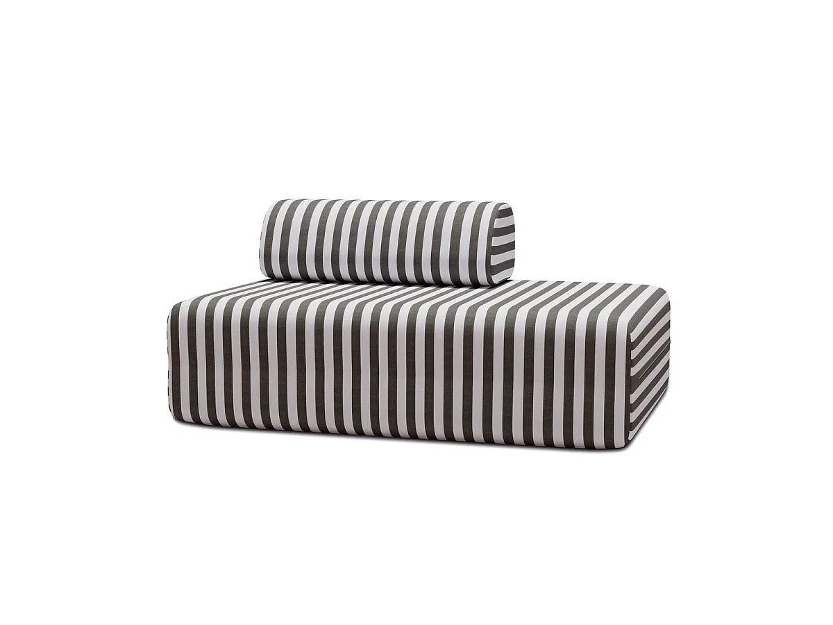 Canapé 2 places modulable - Tissu extérieur à rayures, blanc et gris anthracite