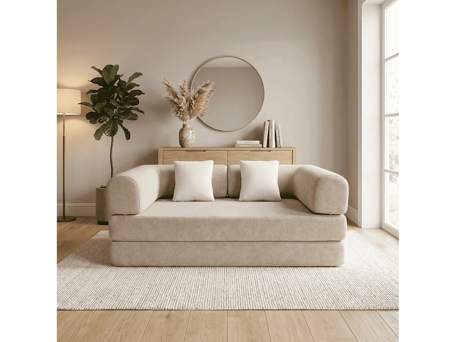 Coco Living Canapé Kaia Convertible - sable/blanc