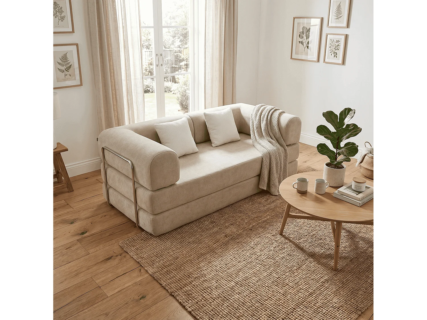 Coco Living Canapé Kaia Convertible - sable/blanc