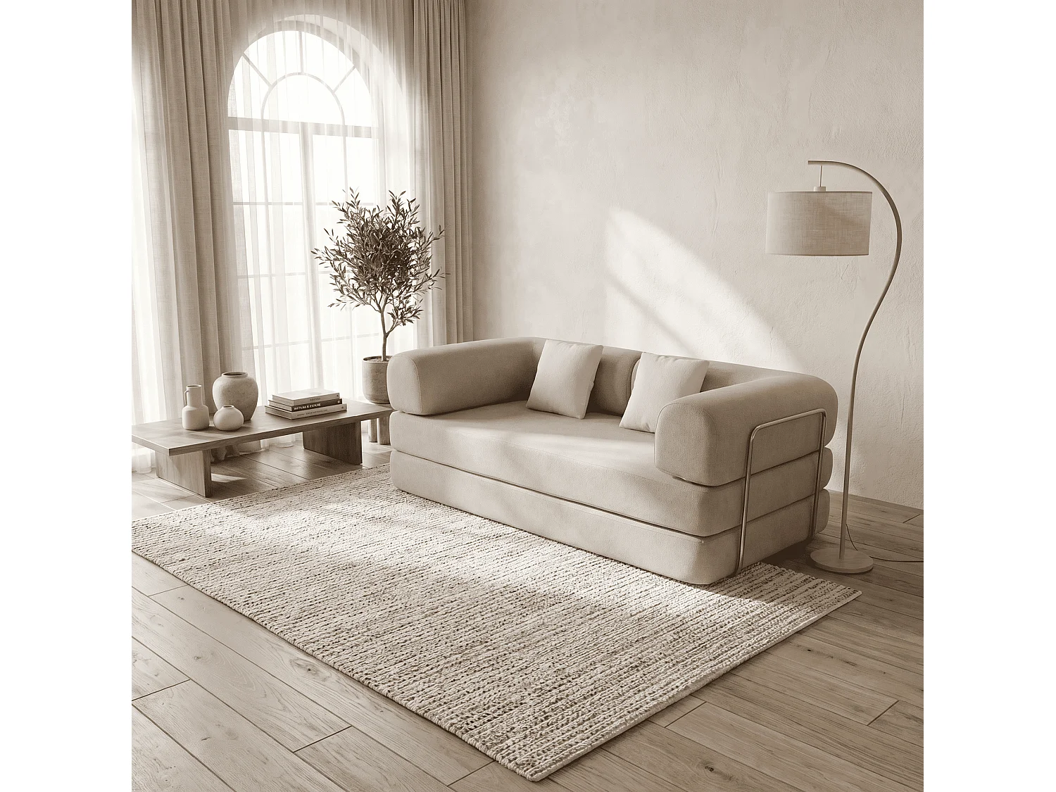 Coco Living Canapé Kaia Convertible - sable/blanc