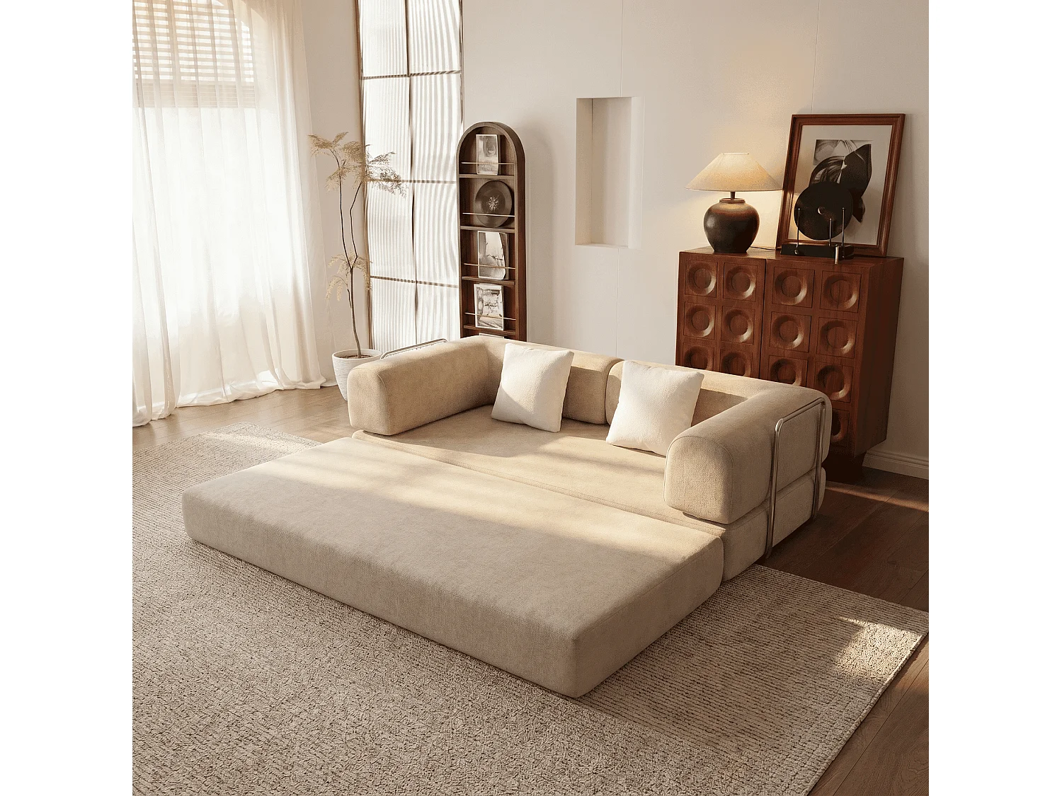 Coco Living Canapé Kaia Convertible - sable/blanc