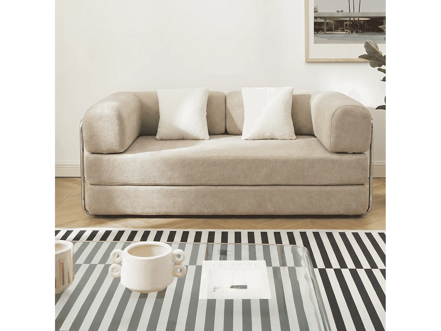 Coco Living Canapé Kaia Convertible - sable/blanc