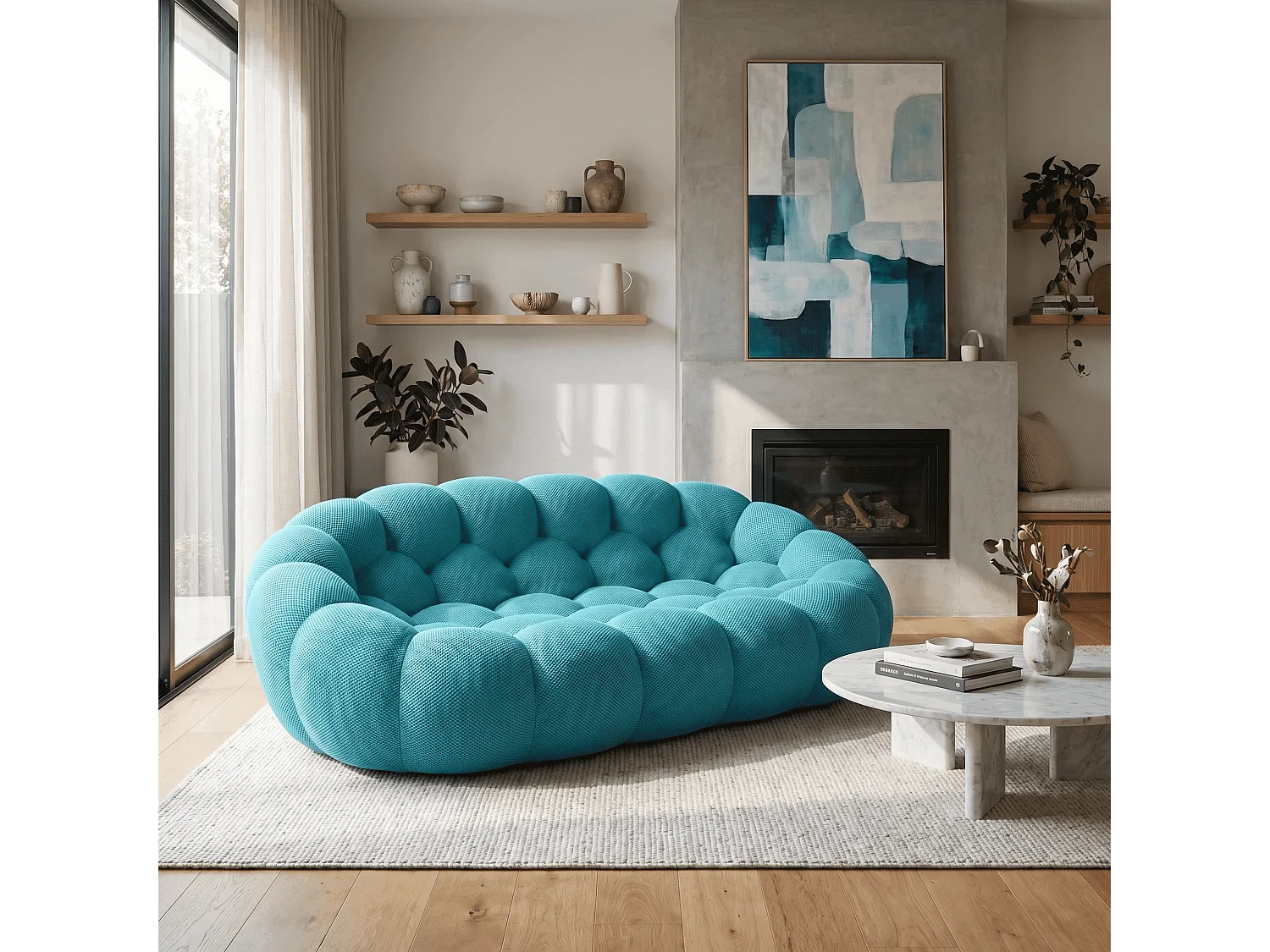 Coco Living Canapé Cocoon Double 2 places - bleu caraïbe
