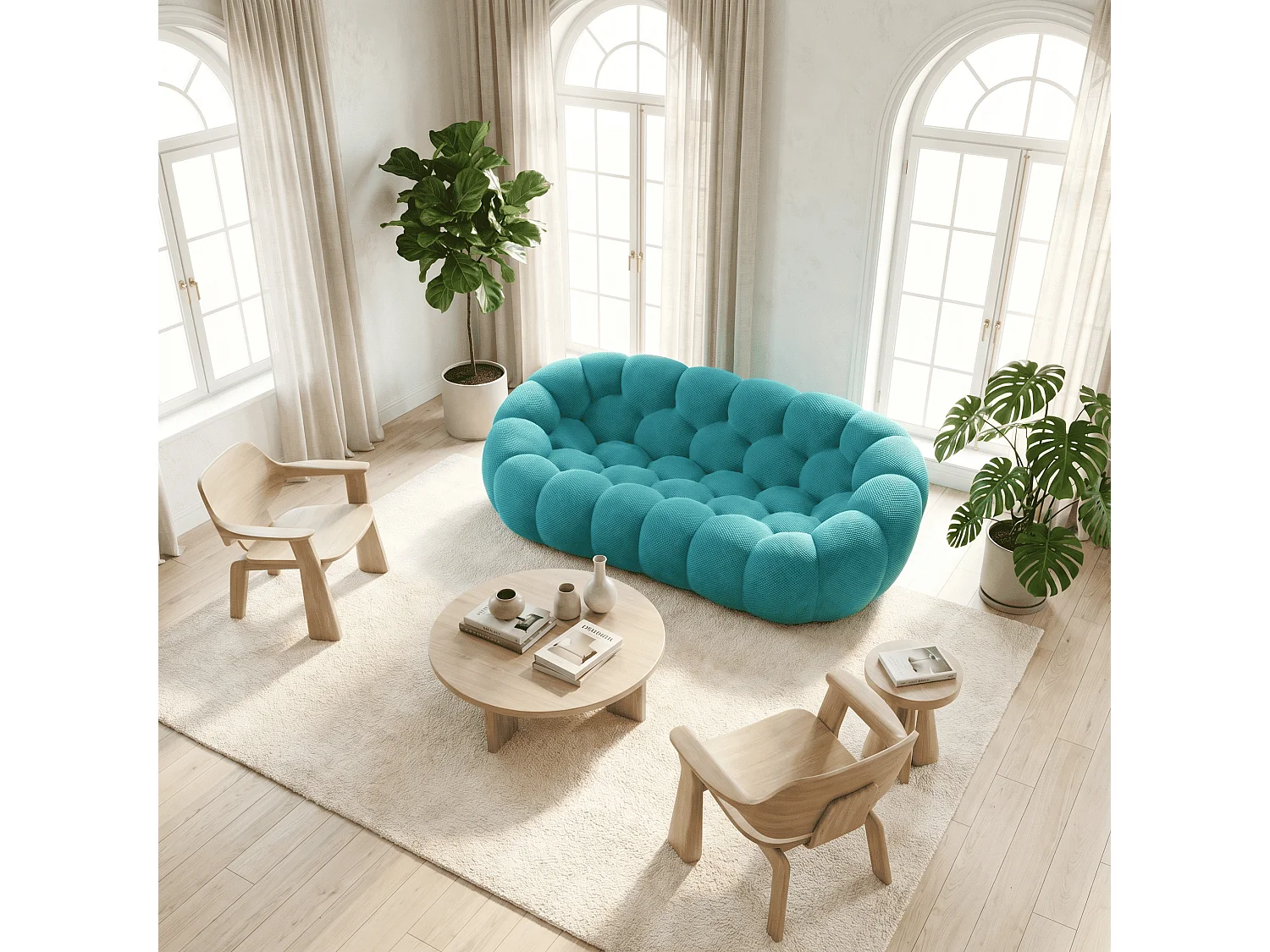 Coco Living Canapé Cocoon Double 2 places - bleu caraïbe