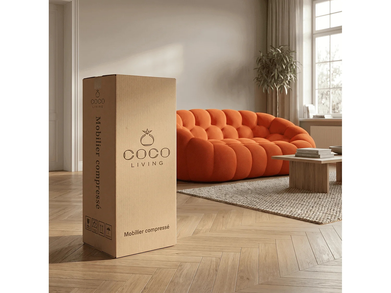 Coco Living Canapé Cocoon Double 2 places - orange