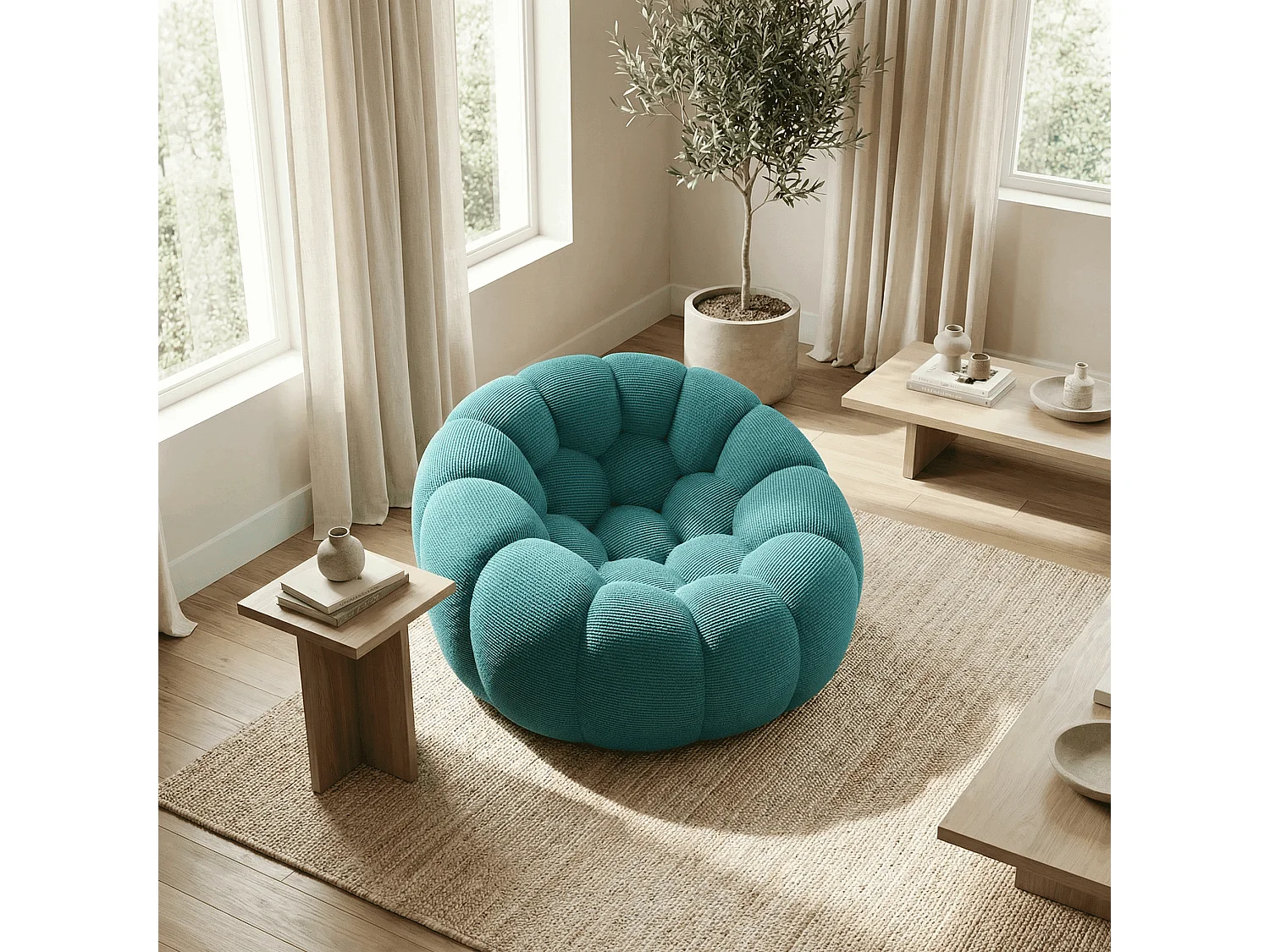 Coco Living Fauteuil Cocoon 1 place - bleu caraïbe