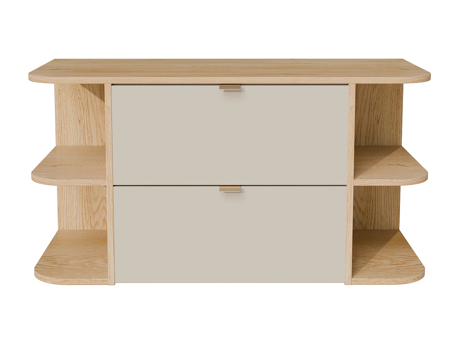 Mobile sotto lavabo sospeso con nicchie Beige e Naturale chiaro 100 cm - LAVENA