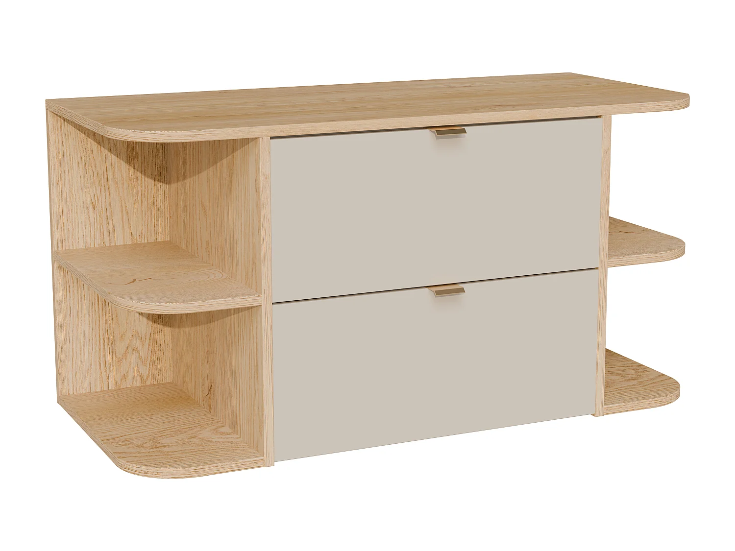 Mobile sotto lavabo sospeso con nicchie Beige e Naturale chiaro 100 cm - LAVENA
