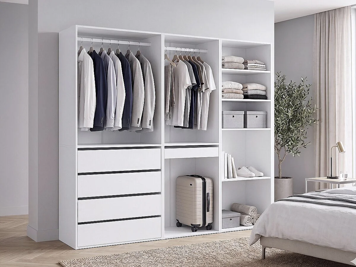 Conjunto de roupeiro modular "Opéra" - 3 unidades - Branco