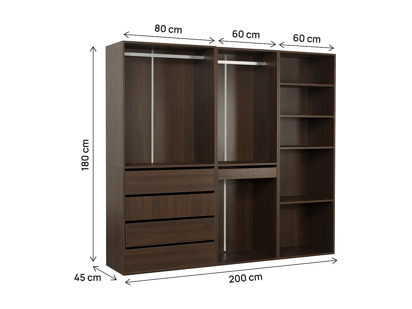 Modulares Ankleideset "Opéra" - 3 Elemente - Braun