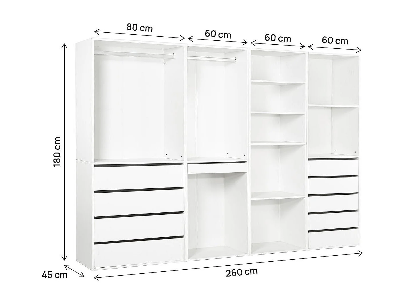 Opera" modulaire verkleedset - 4 eenheden - Wit