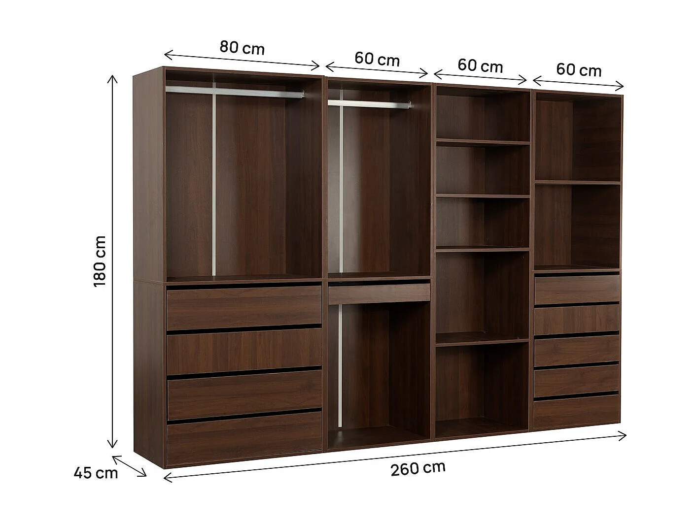 Opera" modulaire verkleedset - 4 eenheden - Bruin