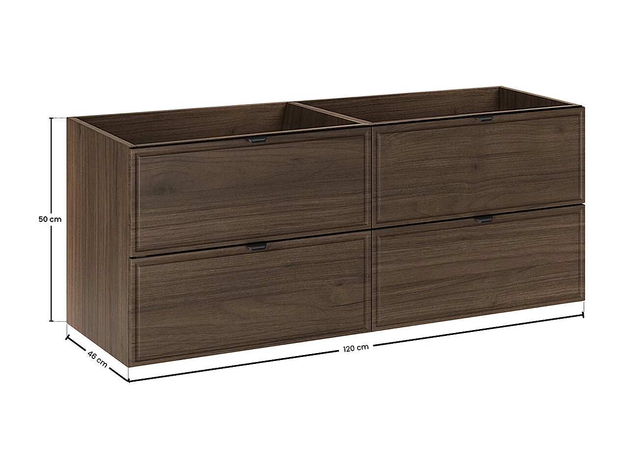 Meuble double vasque encastrée 120cm Elias Bois foncé - Vasque noire