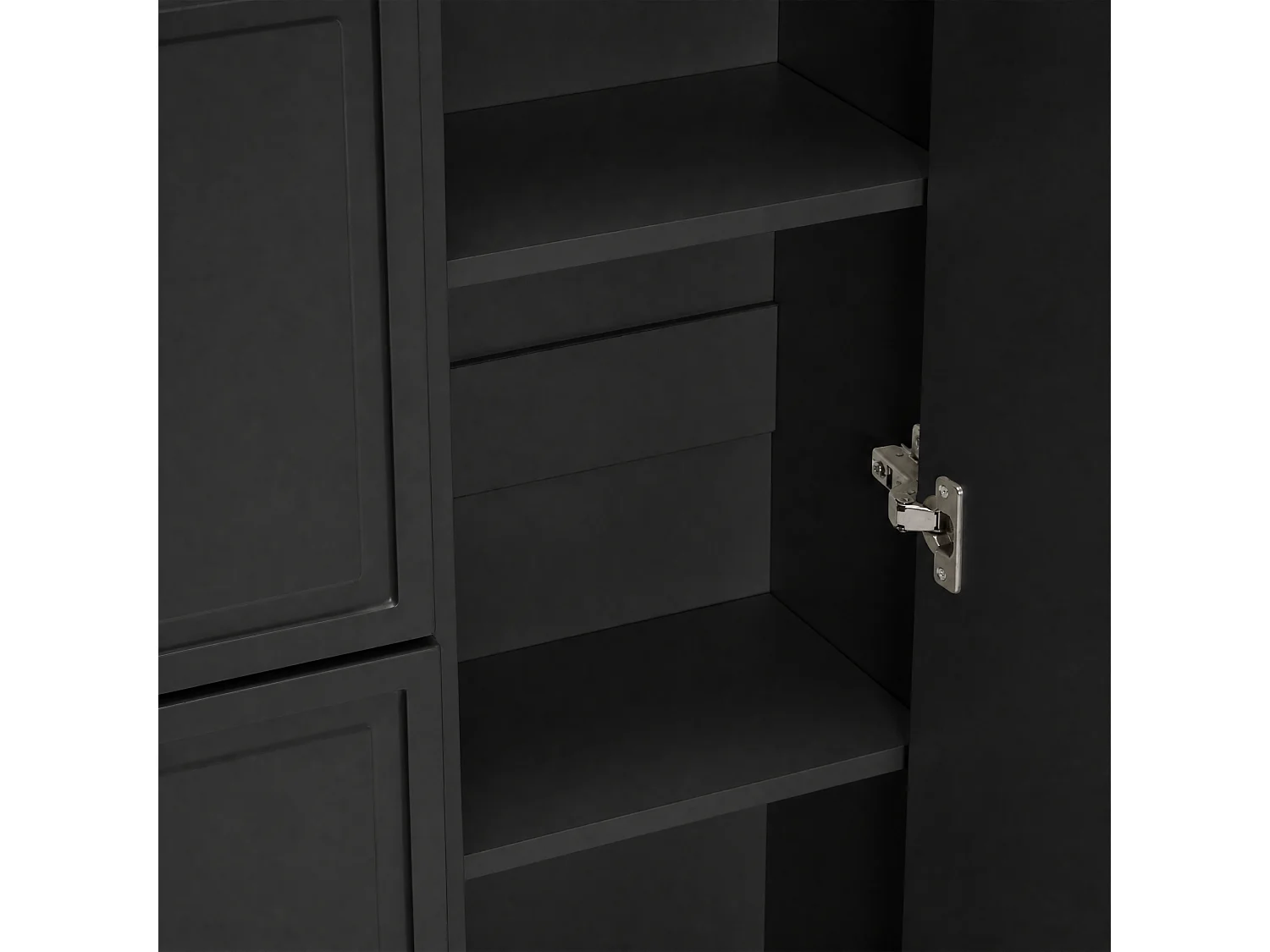 Meuble à chaussures moderne 120x24x107cm - 2 portes et 2 tiroirs - 2 portes abattants - Noir