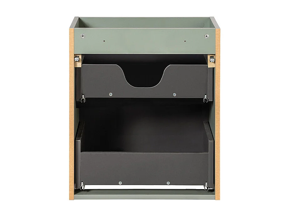 Meuble double vasque 160cm panier à linge Jade Vert et Bois