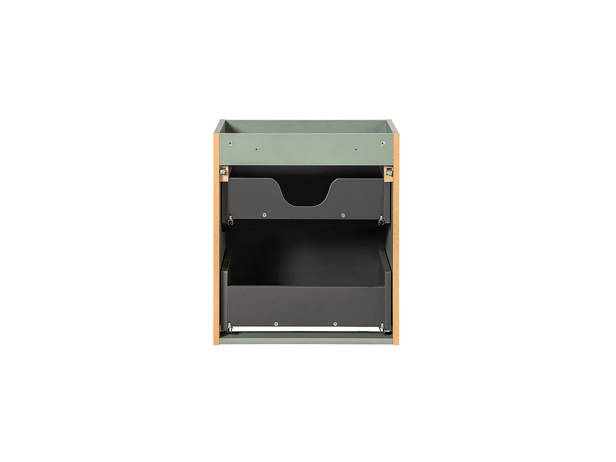 Meuble double vasque 160cm panier à linge Jade Vert et Bois