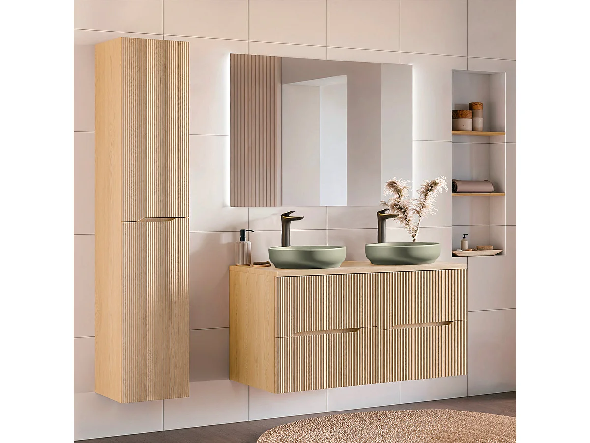 Isaline Wood 120 cm dobbelt håndvask