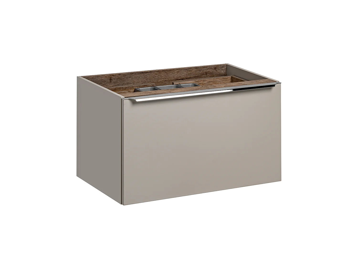 Ensemble de meubles Santa Fe Taupe 180 cm avec plan de toilette et 2 vasques à poser Smile