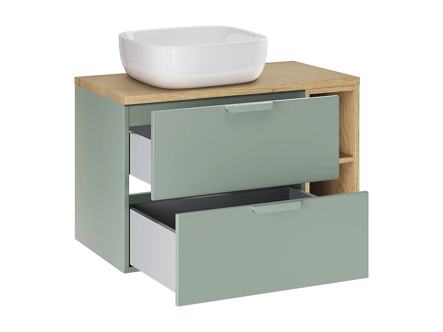 Meuble simple vasque 80cm 2 niches Oria Vert mat