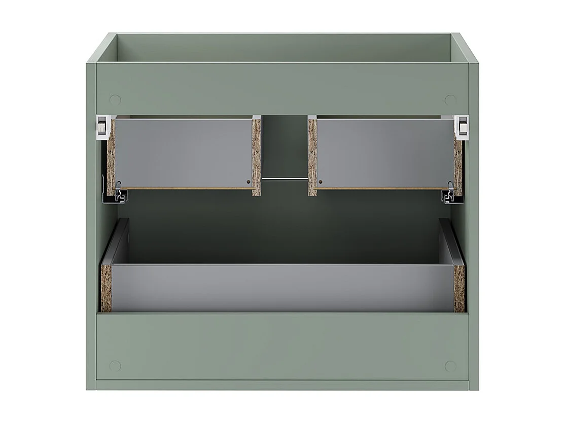 Meuble simple vasque 80cm 2 niches Oria Vert mat