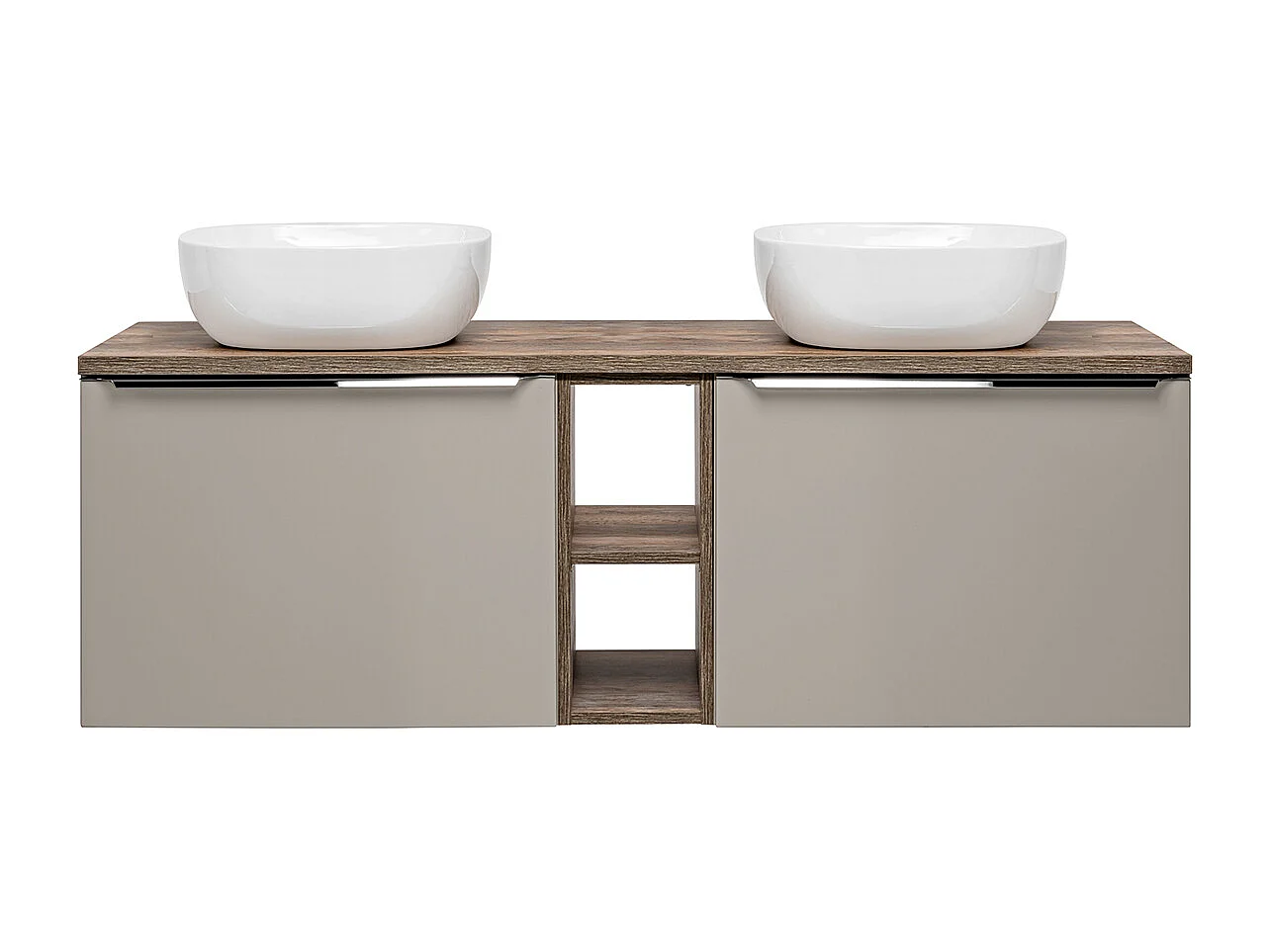 Meuble double vasque 140cm 2 niches Éros Taupe