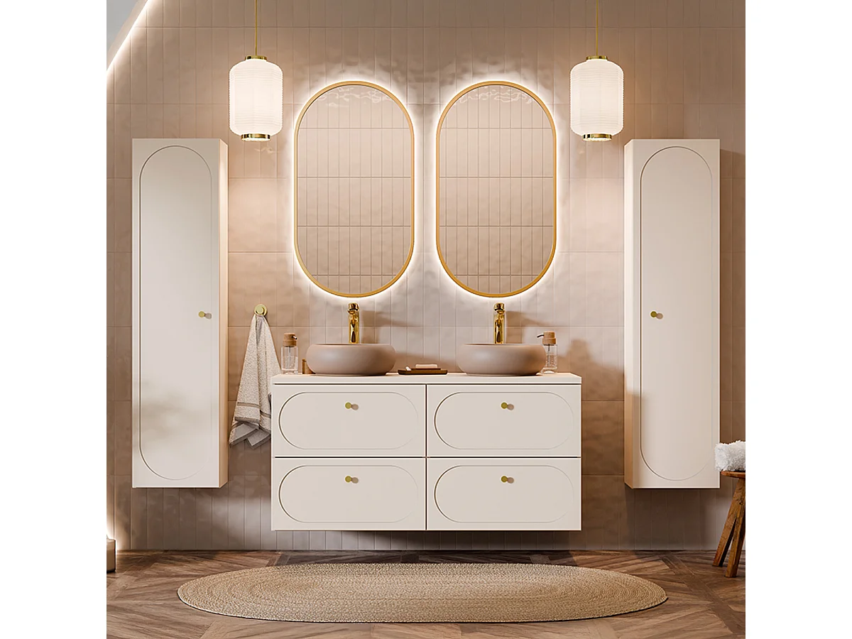 Mobile bagno doppio lavabo Sanae beige sabbia 120cm