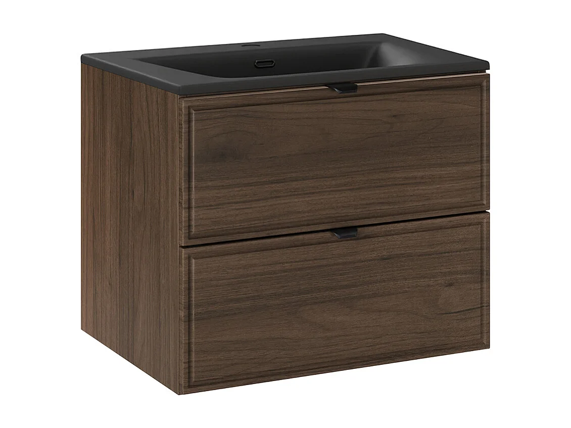 Mueble lavabo Elias 60cm Madera oscura - Lavabo negro