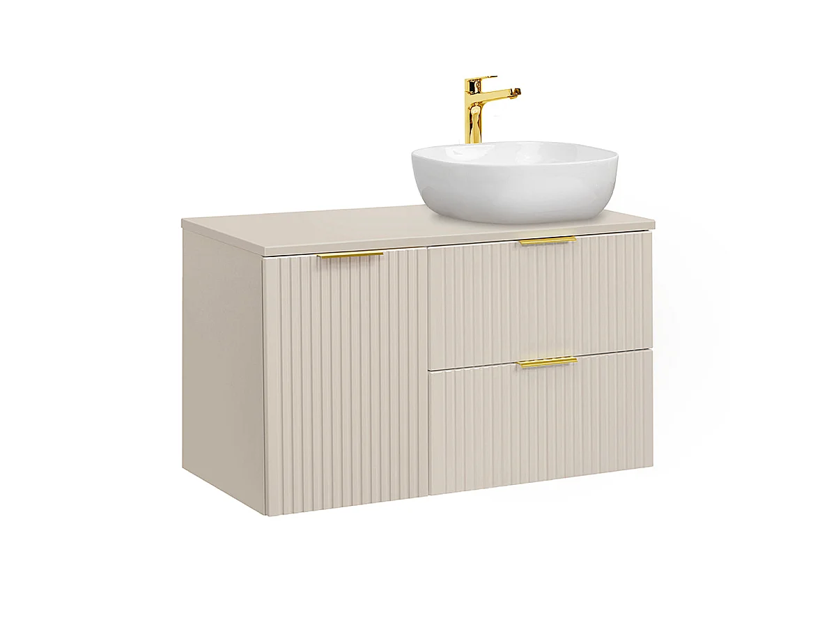 Meuble simple vasque 100cm panier à linge Adriel Cachemire