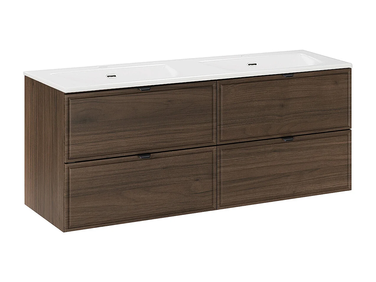 Meuble double vasque encastrée 120cm Elias Bois foncé