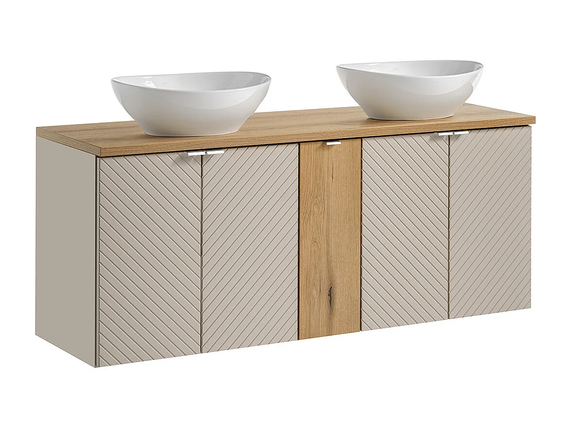 Mobile bagno doppio lavabo Manoa cashmere - marrone 140cm