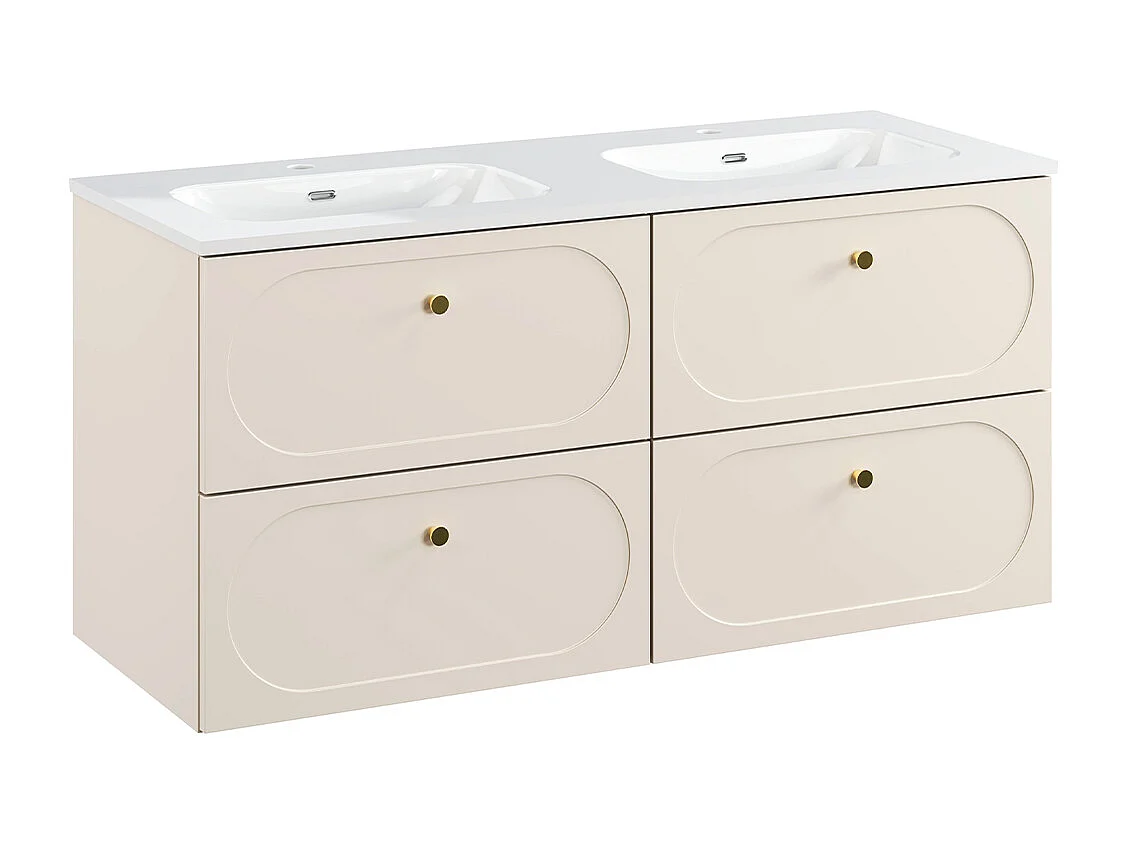 Meuble double vasque encastrée 120cm Sanae Beige sable