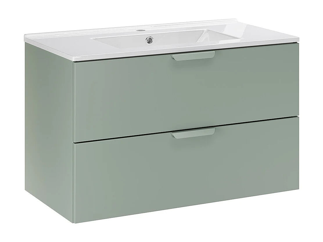Meuble simple vasque encastrée 80cm Oria Vert mat