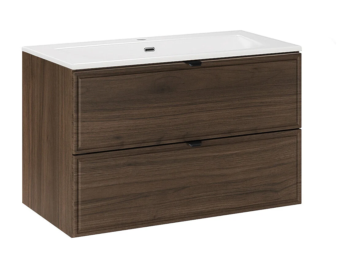 Meuble simple vasque encastrée 80cm Elias Bois foncé