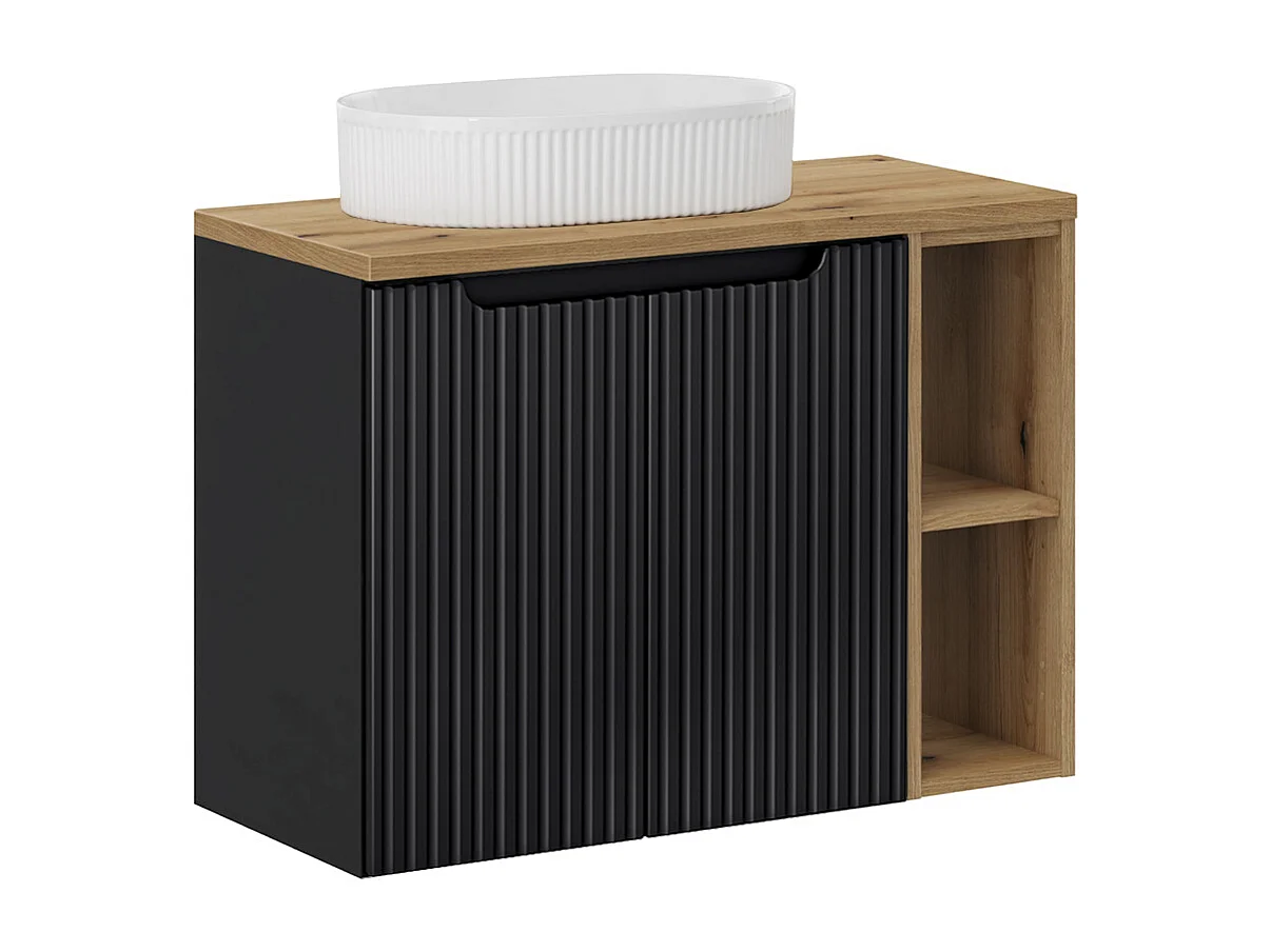 Mobile bagno con lavabo Riva nero e marrone 80cm
