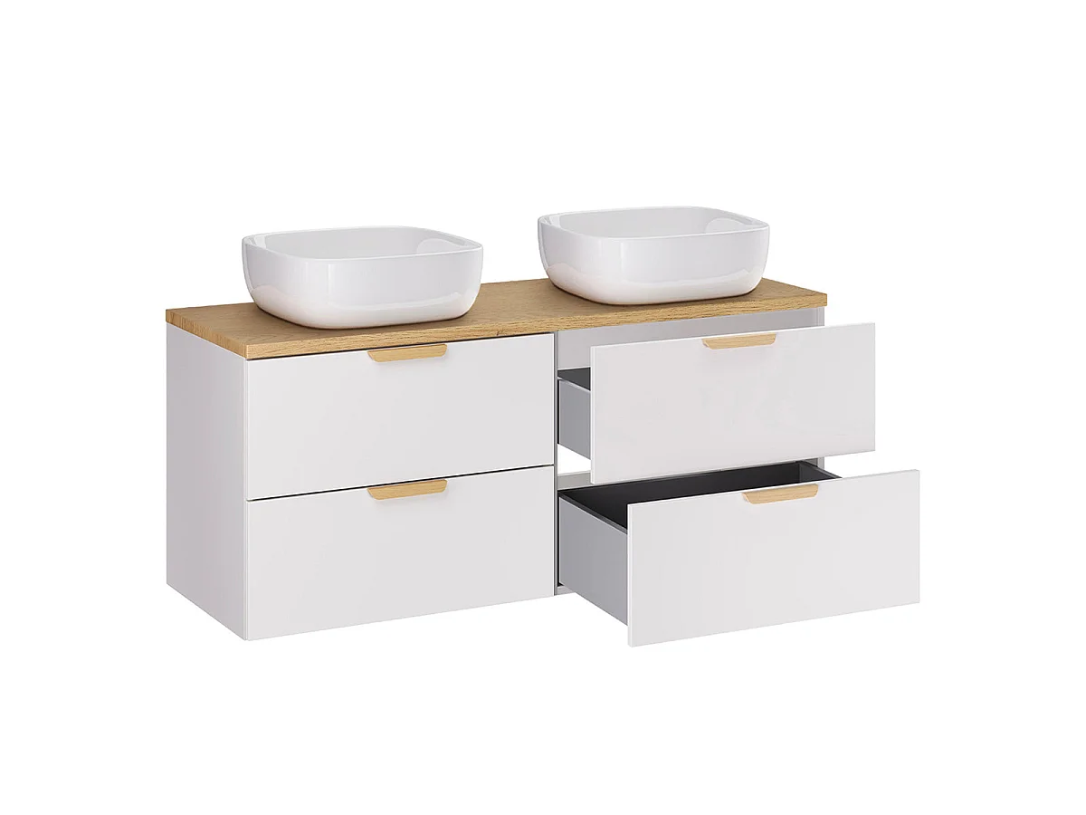 Meuble double vasque 120cm Oria Blanc mat