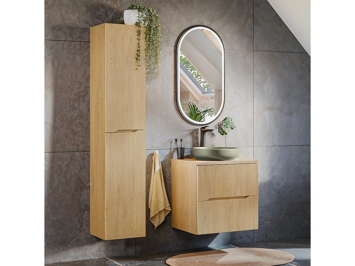 Meuble simple vasque 60cm Isaline Bois