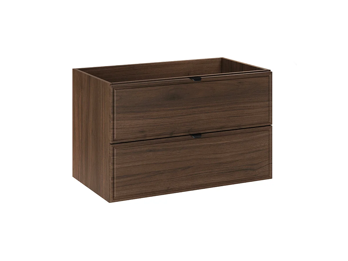Elias 80cm enkele wastafel Donker hout - Zwarte wastafel