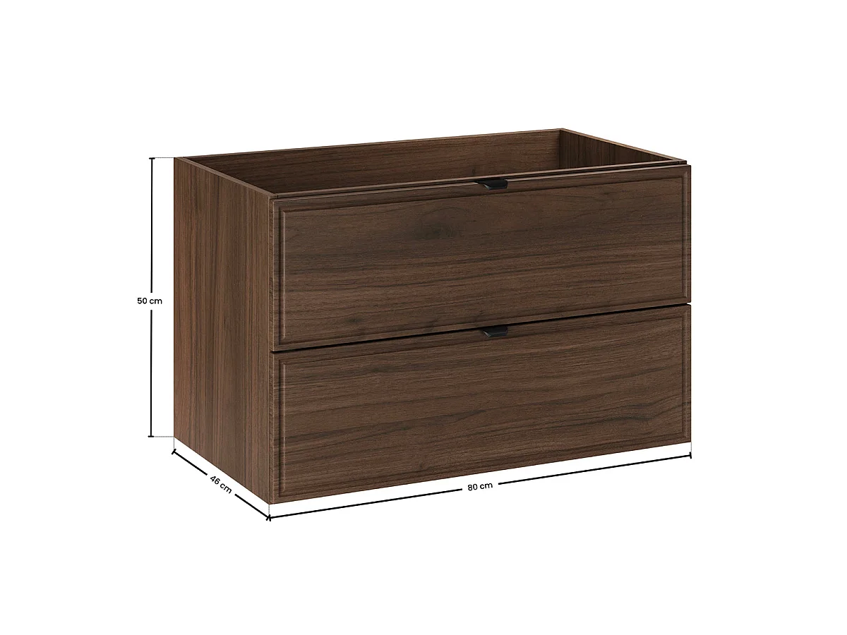 Elias 80cm enkele wastafel Donker hout - Zwarte wastafel