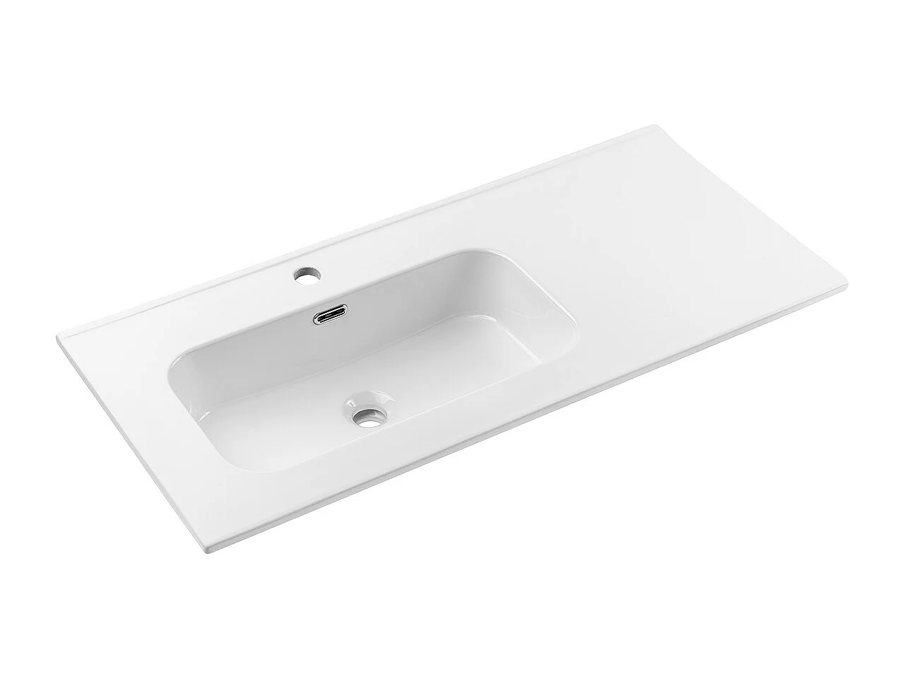 Meuble simple vasque encastrée gauche 100cm 2 niches Oria Vert mat