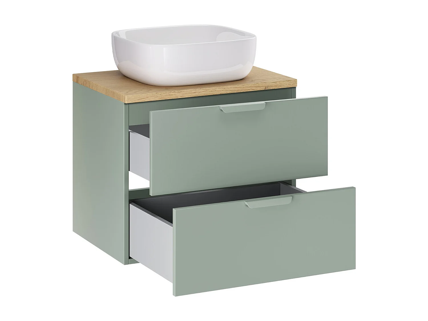 Meuble simple vasque 60cm Oria Vert mat