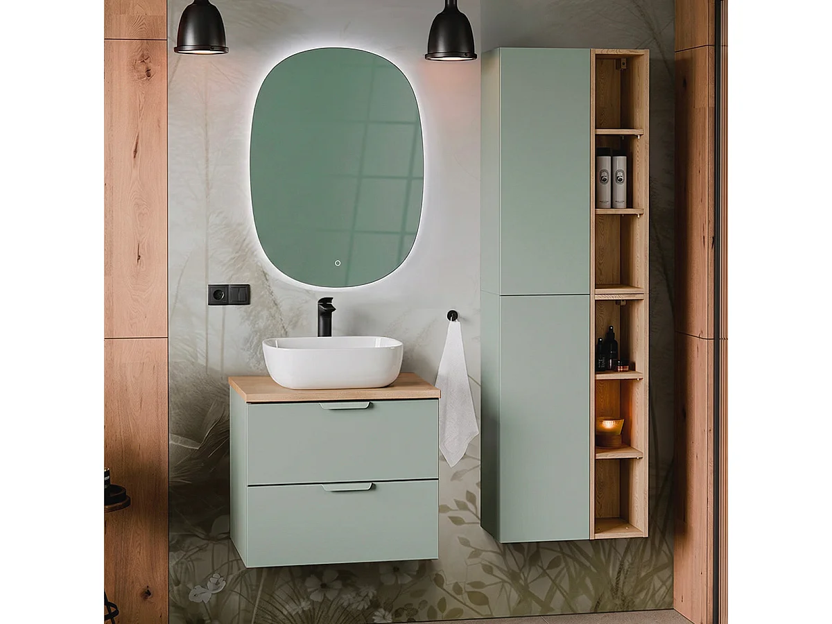 Meuble simple vasque 60cm Oria Vert mat