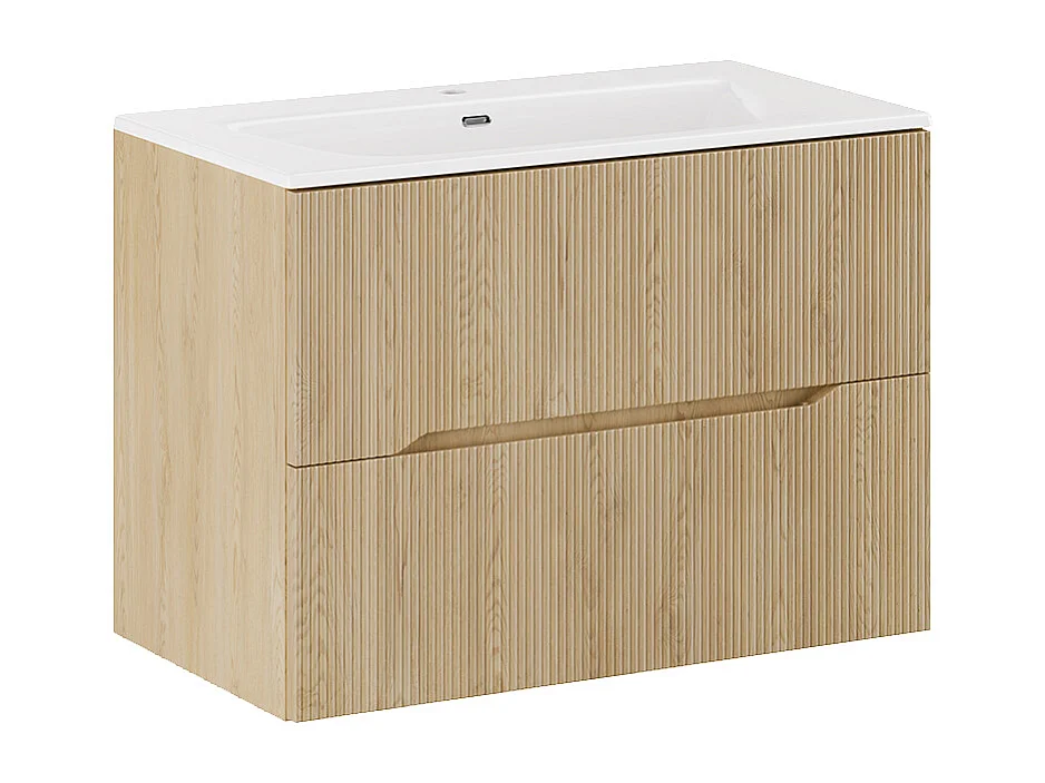 Meuble simple vasque encastrée 80cm Isaline Bois