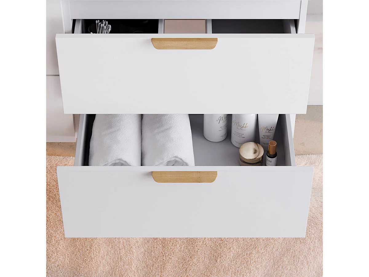 Meuble simple vasque encastrée 60cm Oria Blanc mat